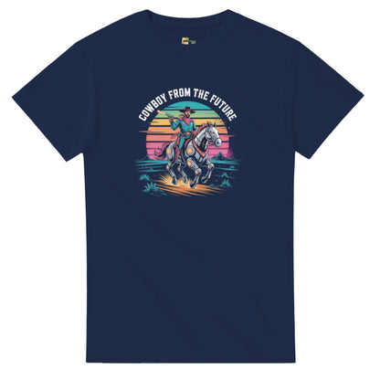 Retro-Futuristic Cowboy graphic design on a Heavyweight T-shirt