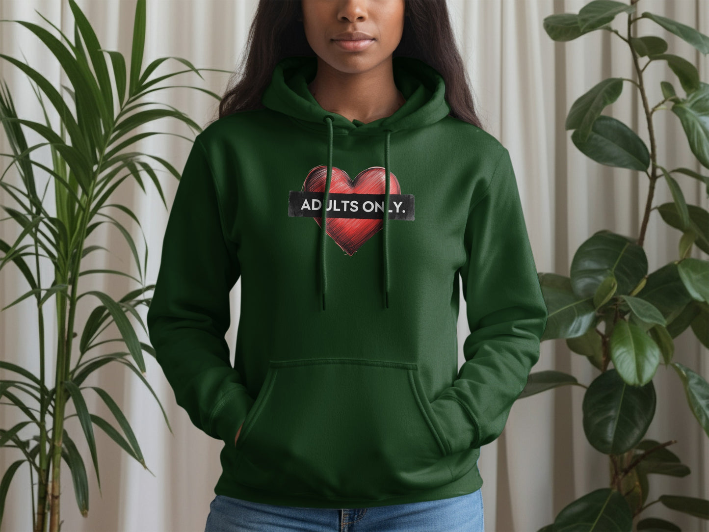 Heart Emblem Adults Only Graphic Hoodie fashion