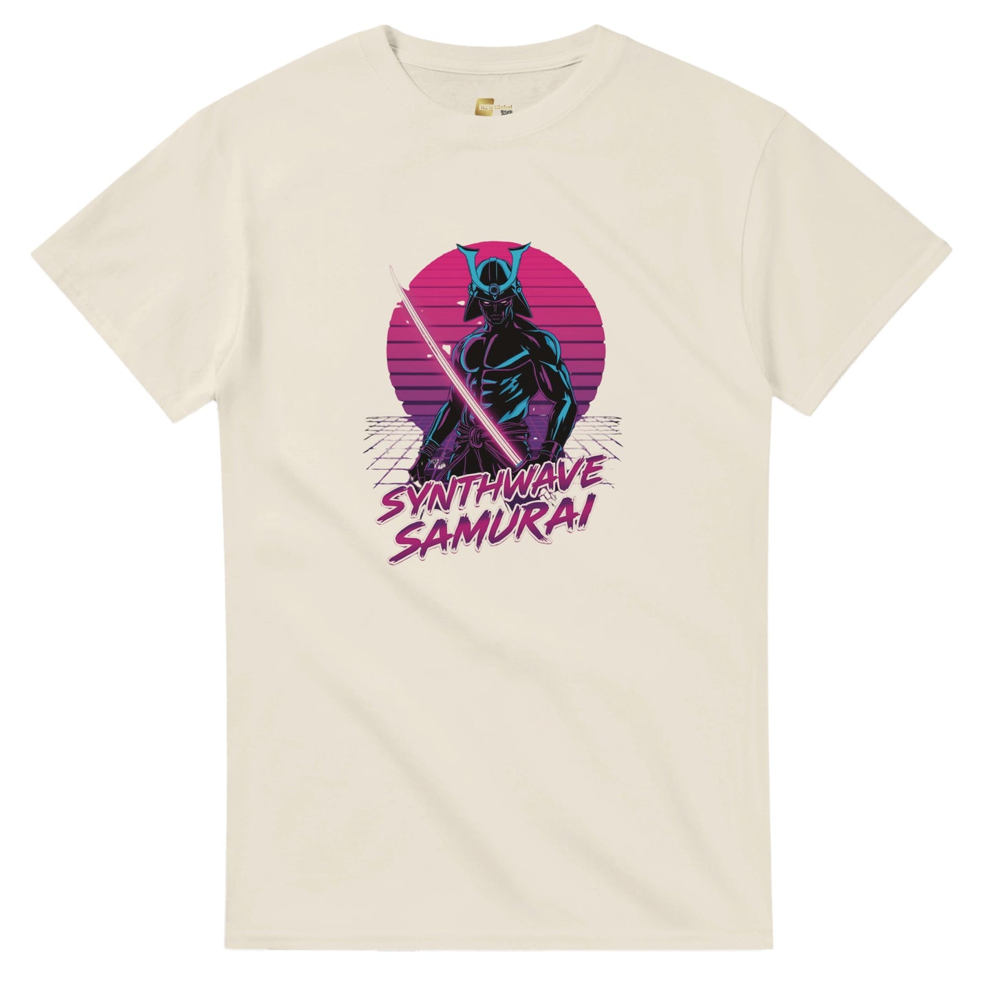 Synthwave Samurai graphic design on a Heavyweight T-shirt