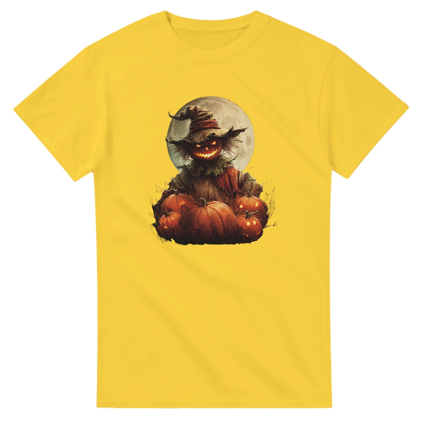 Spooky Scarecrow & Jack-O'-Lantern on a Heavyweight T-shirt