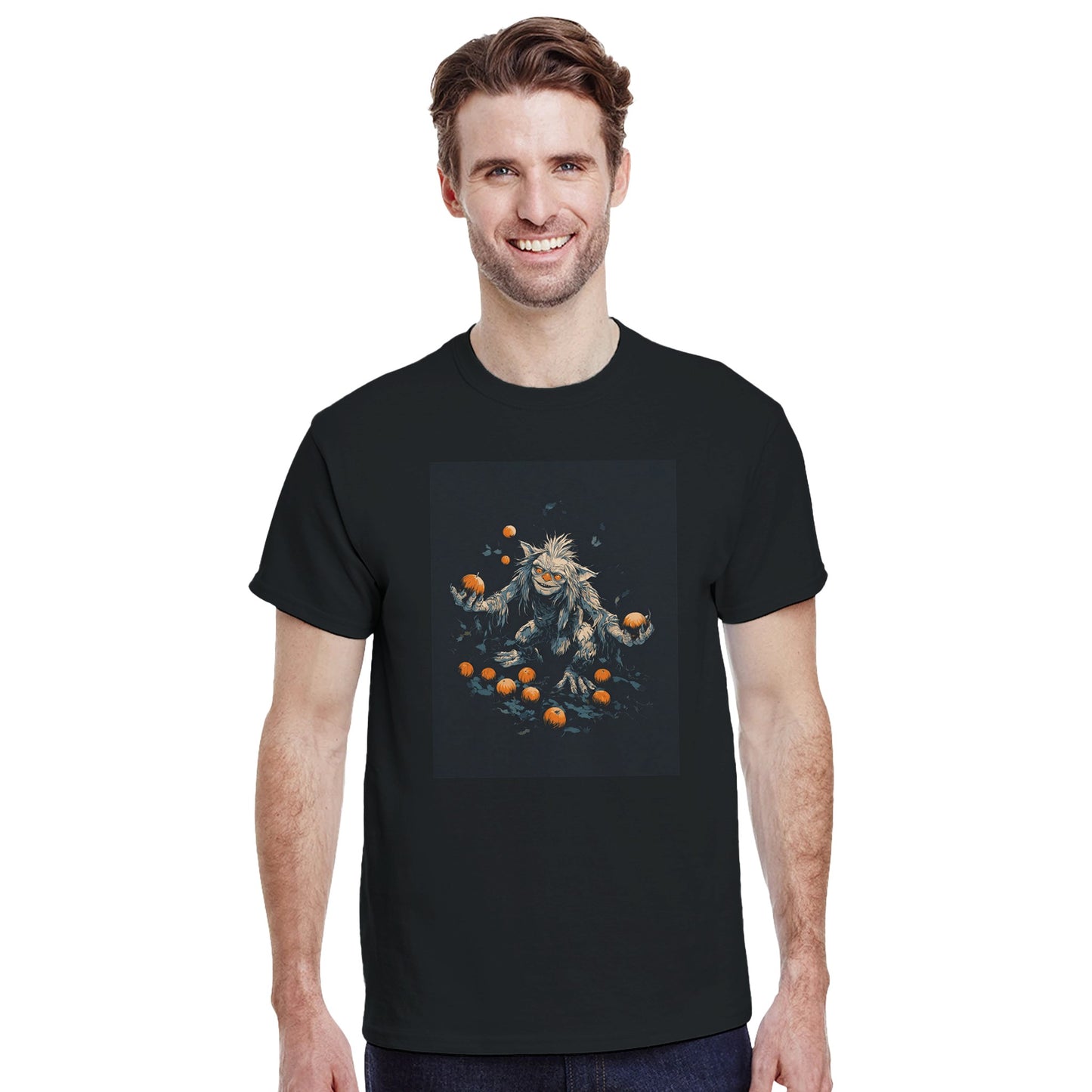 Mischievous Pumpkin Goblin on a Heavyweight T-shirt