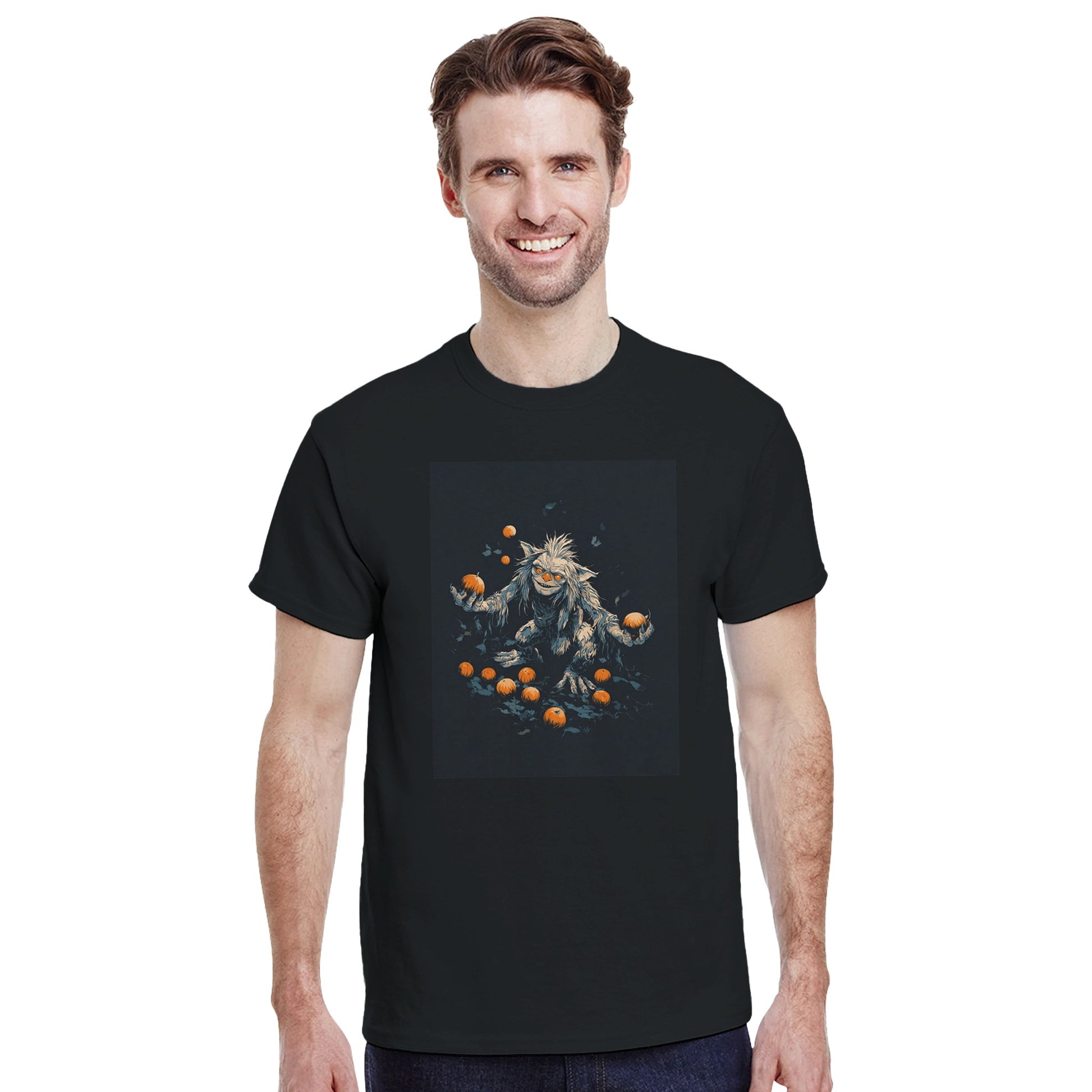 Mischievous Pumpkin Goblin on a Heavyweight T-shirt