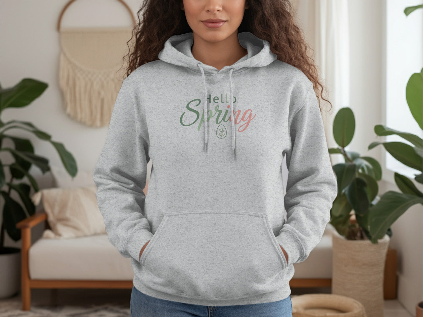 Hello Spring Graphic Print Hoodie Casual Wear Product