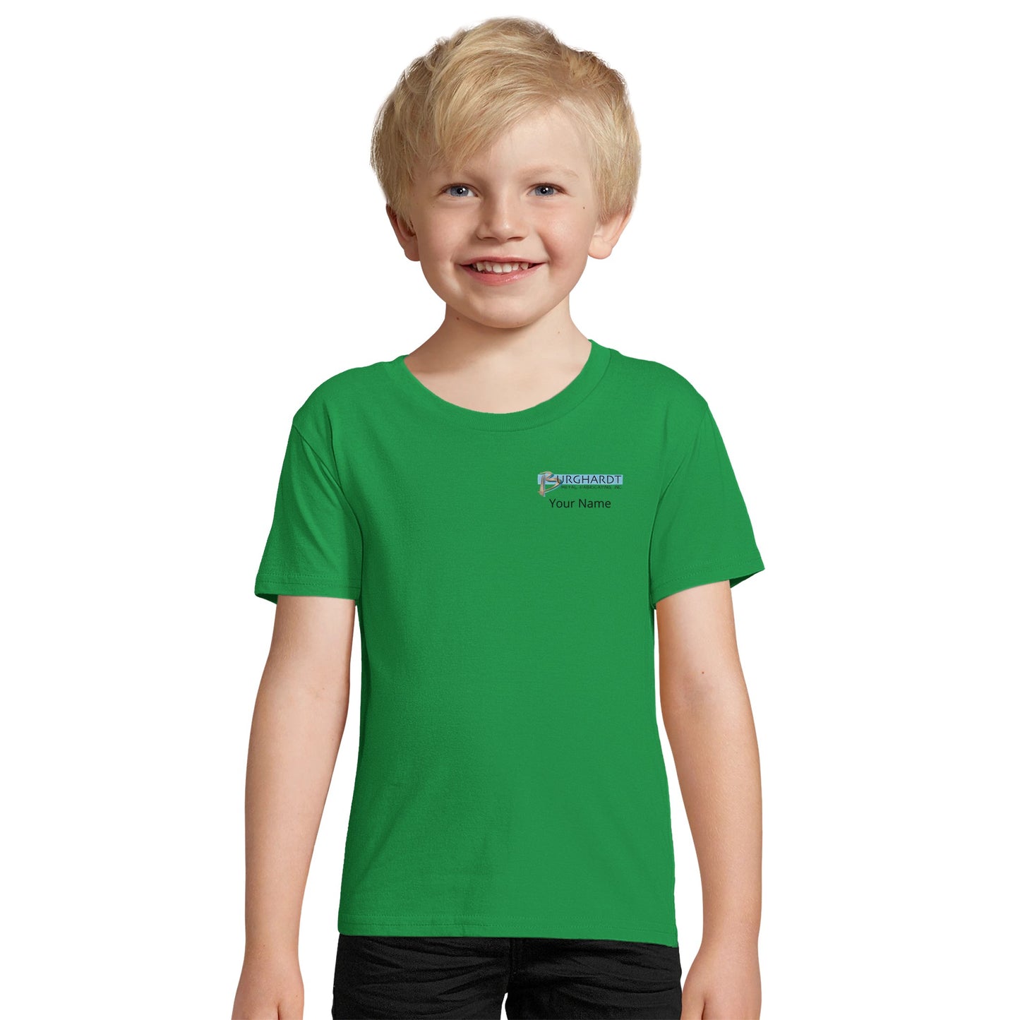 Burghardt Metal Fabricating, Inc., logo on a Organic Kids Fitted T-shirt