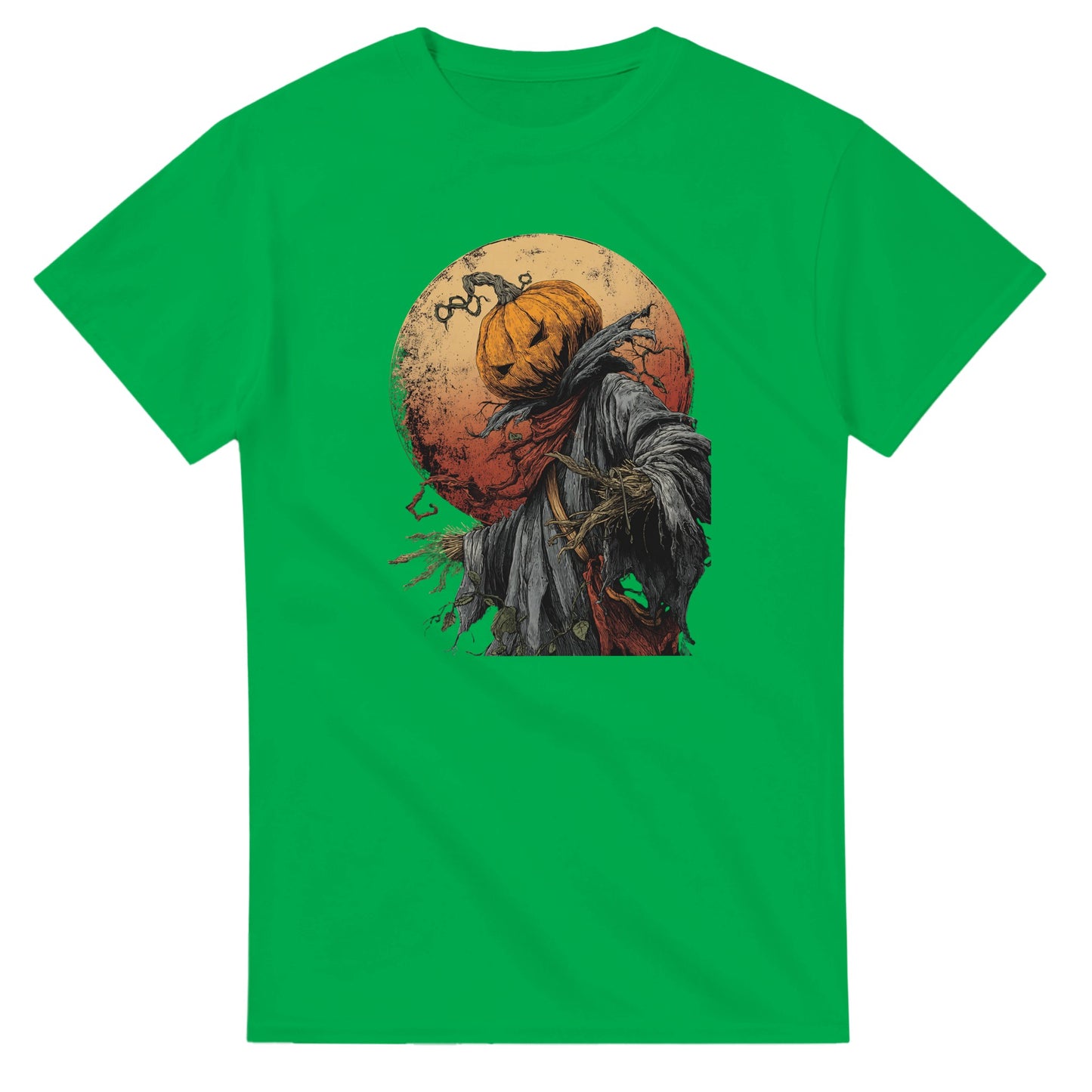 Spooky Pumpkin Scarecrow on a Heavyweight T-shirt