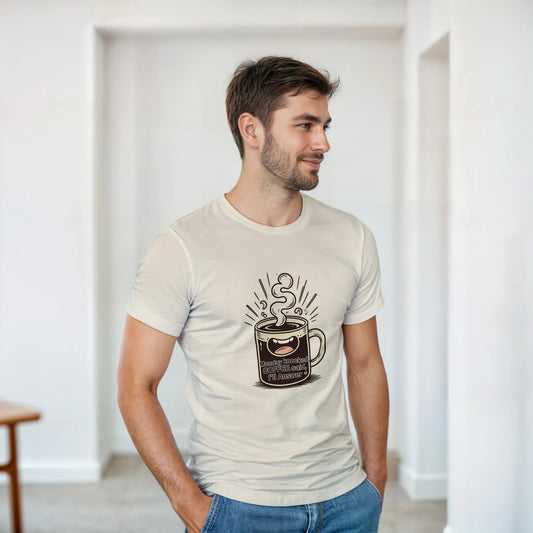 Monday Knocked, Coffee Answered on a Heavyweight Humorous Coffee Lover T on a Shirt