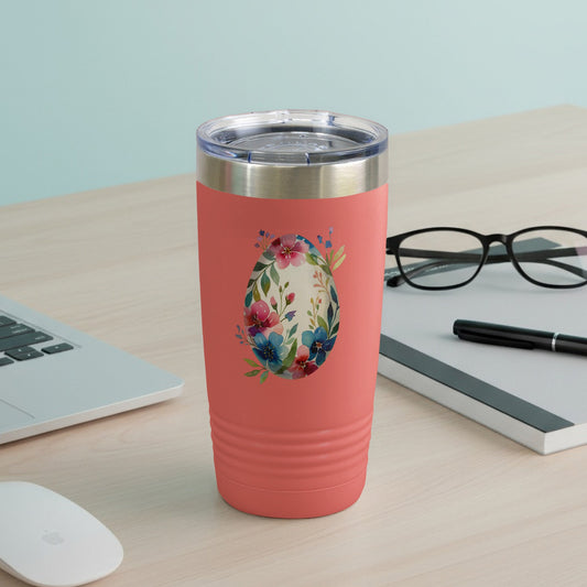 Floral Easter Egg Design Insulated Tumbler Cup