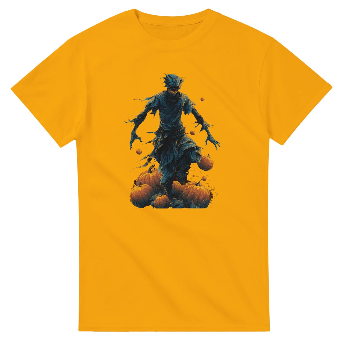 Haunting Harvest Scarecrow on a Heavyweight T-shirt