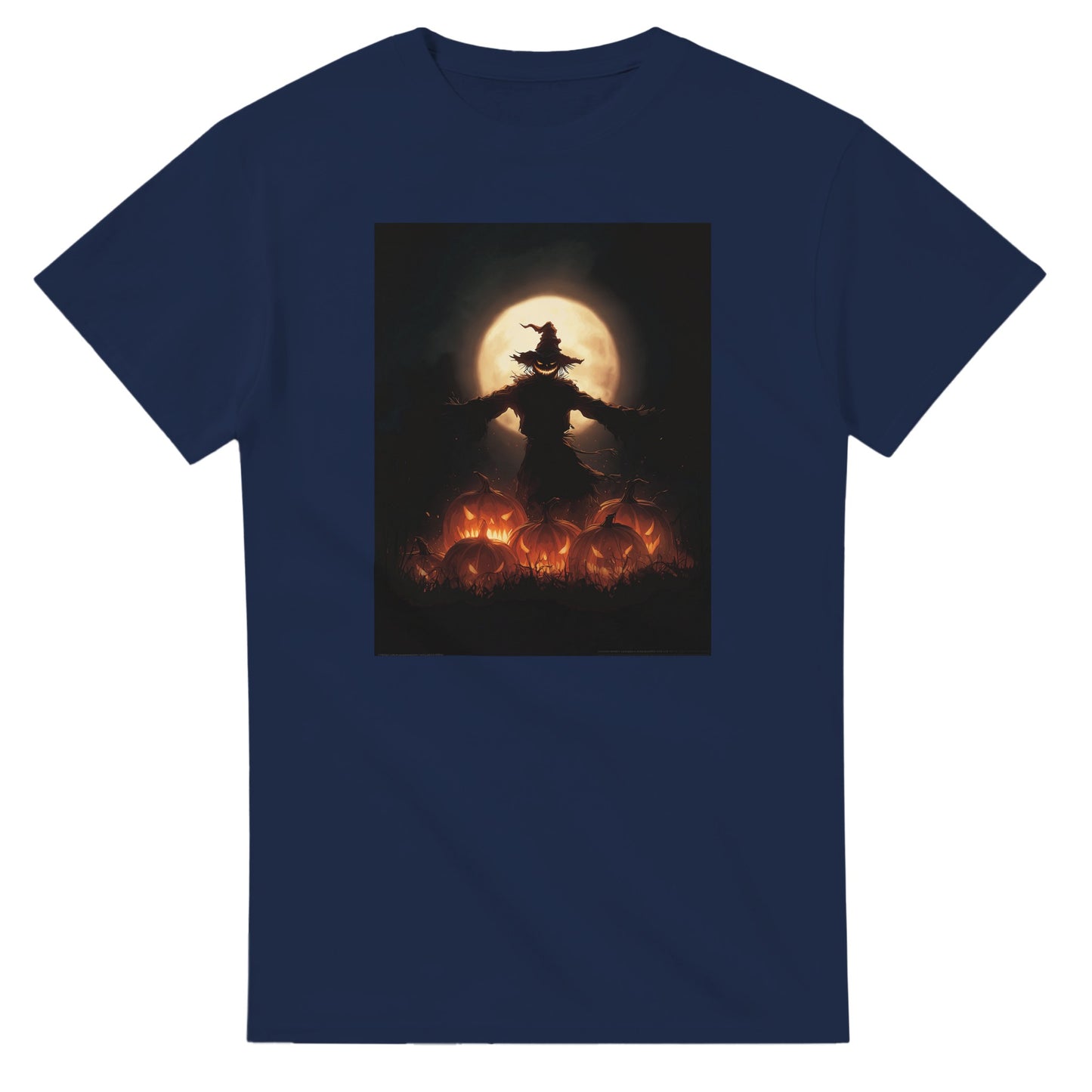 Spooky Scarecrow & Jack-O'-Lantern on a Heavyweight T-shirt