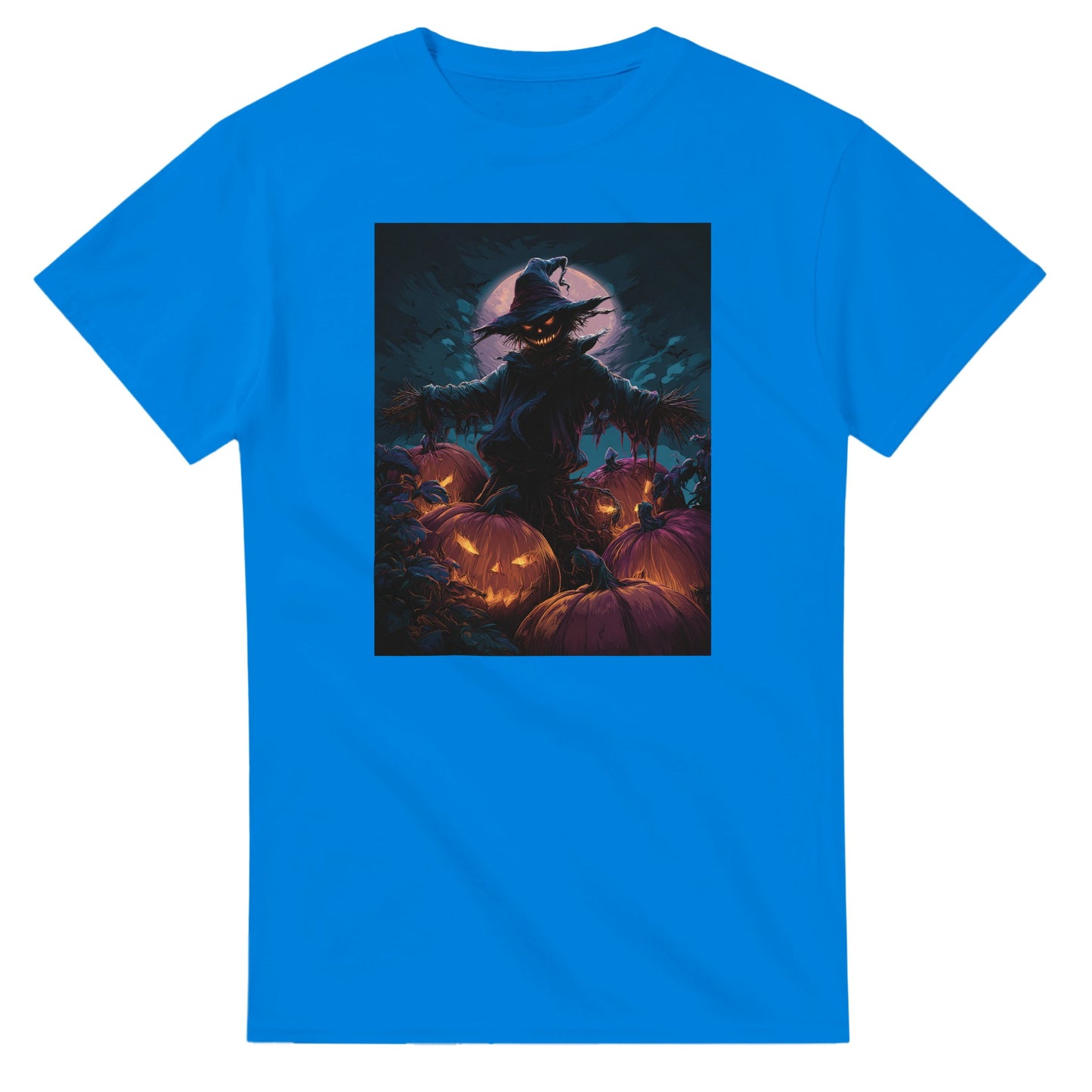 Jack-o'-Lanterns & Full Moon on a Heavyweight T-shirt
