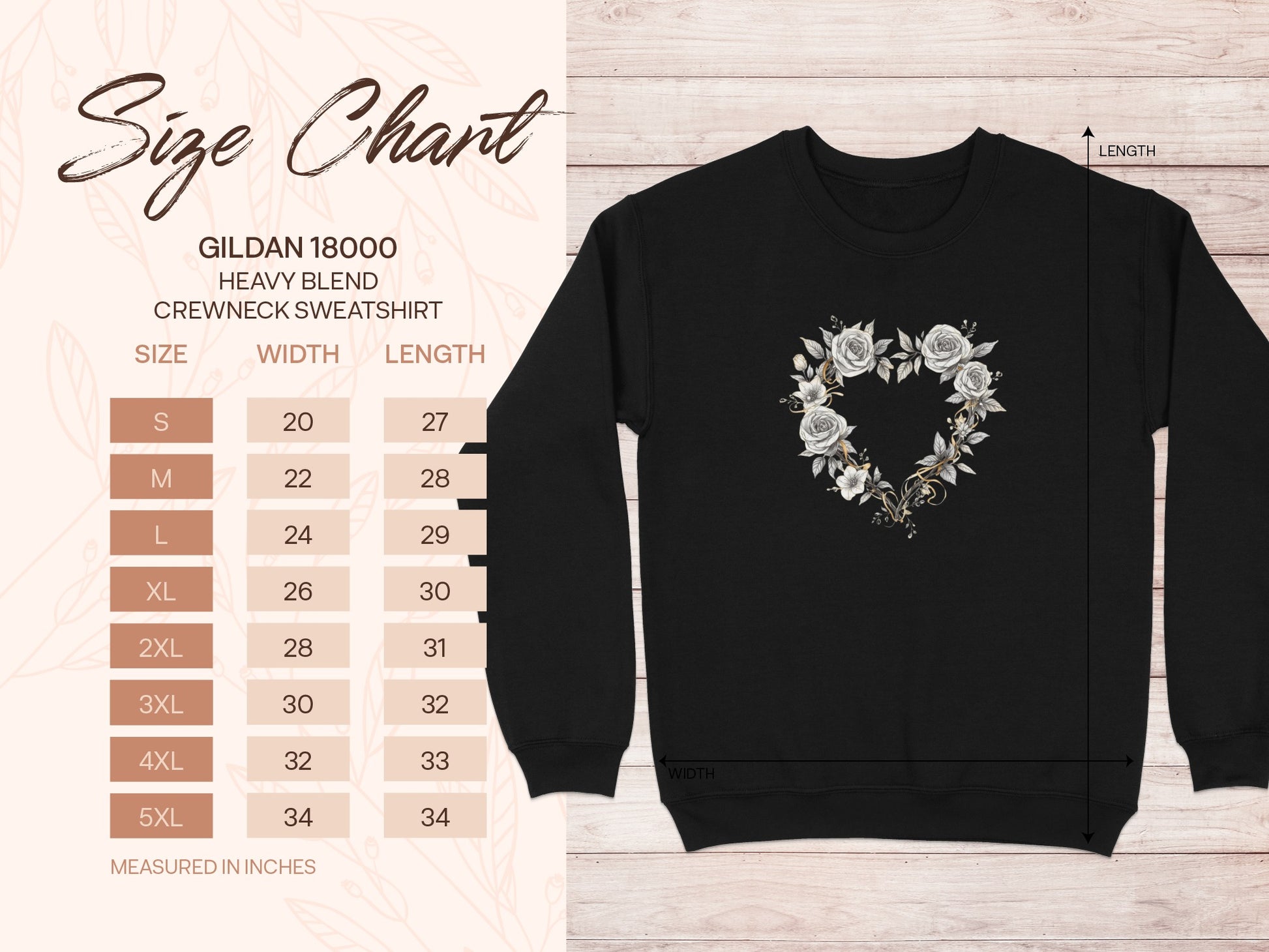 Heart Floral Design Gildan 18000 Crewneck Sweatshirt