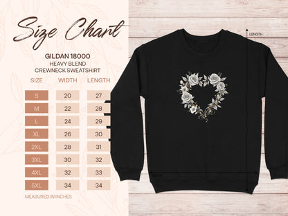 Heart Floral Design Gildan 18000 Crewneck Sweatshirt