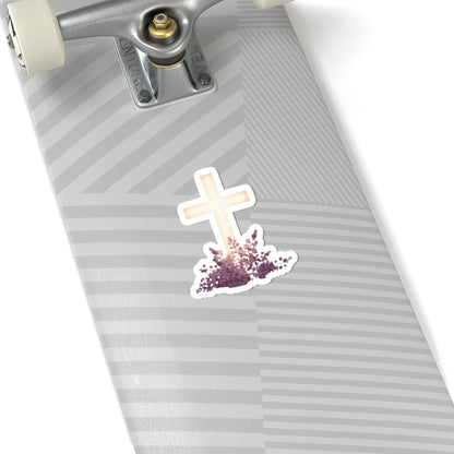 Radiant Cross Purple Flowers Decal Sticker product type