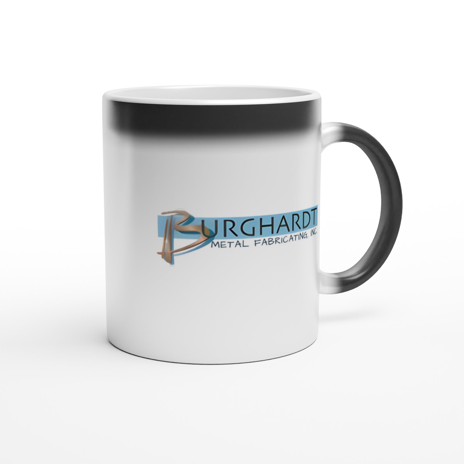 Burghardt Metal Fabricating, inc., logo on a Magic 11oz Ceramic Mug