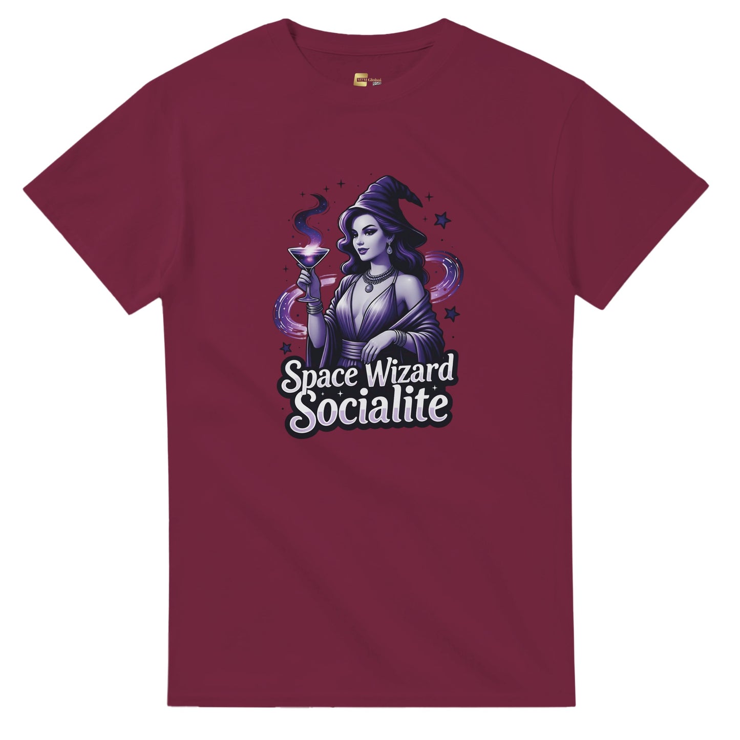 Space Wizard Socialite graphic design on a Heavyweight T-shirt