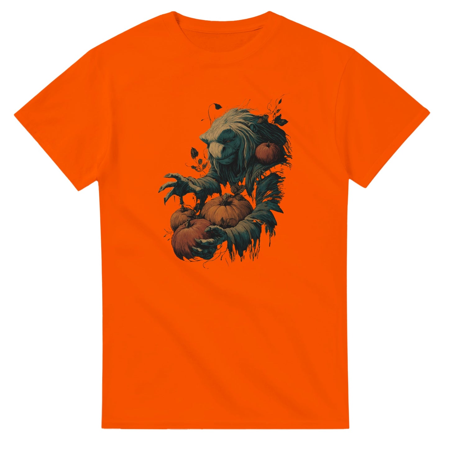 Forest Creature with Pumpkins on a Heavyweight T-shirt