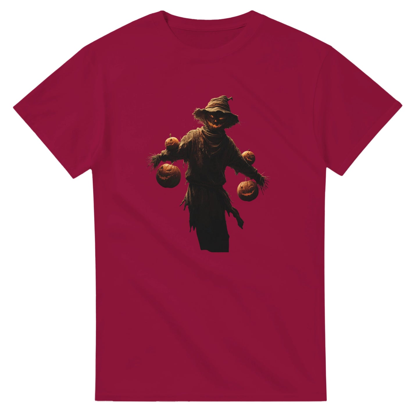 Haunted Scarecrow with Jack-o'-Lanterns on a Heavyweight T-shirt