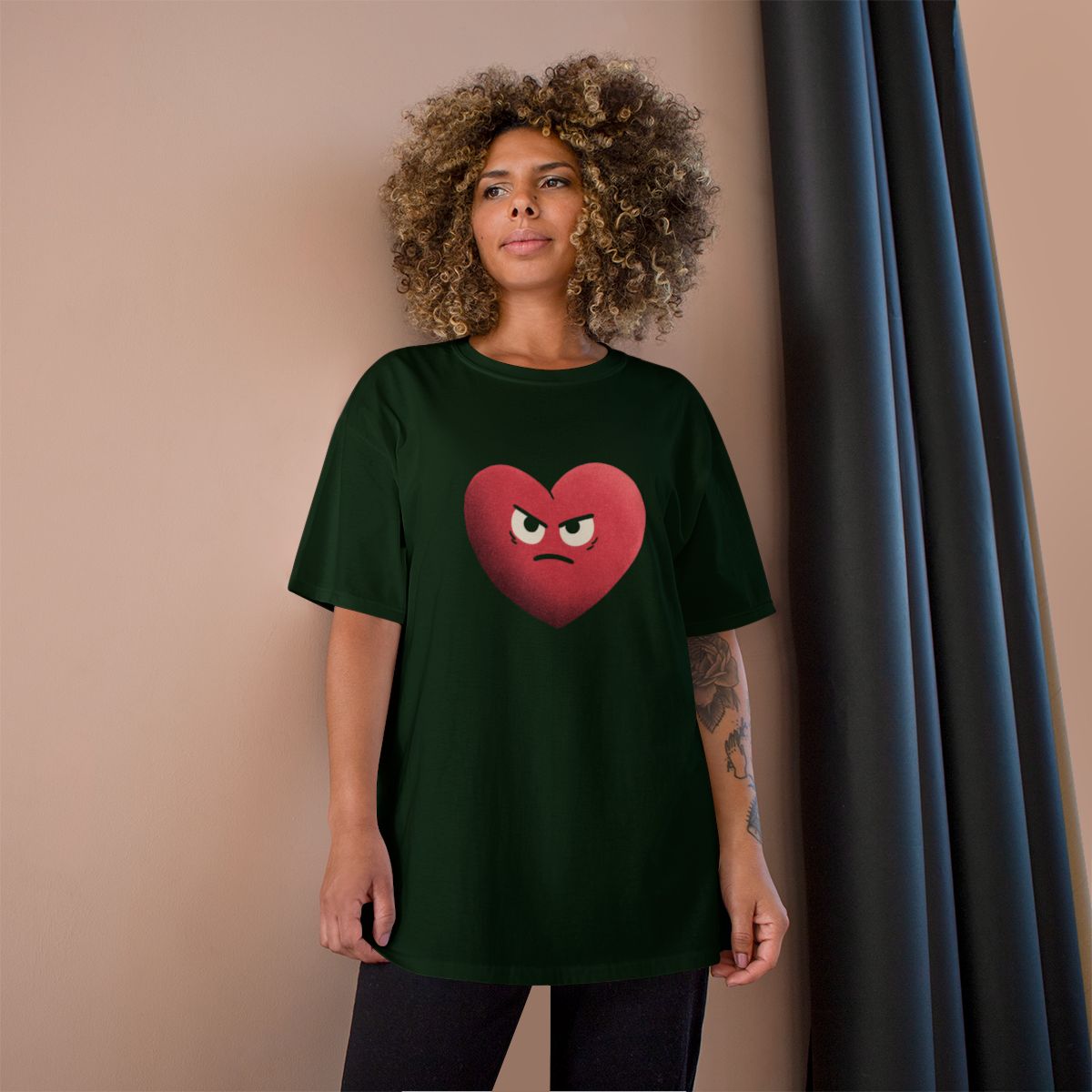Angry Heart Face Graphic Tee for Women Men Unisex