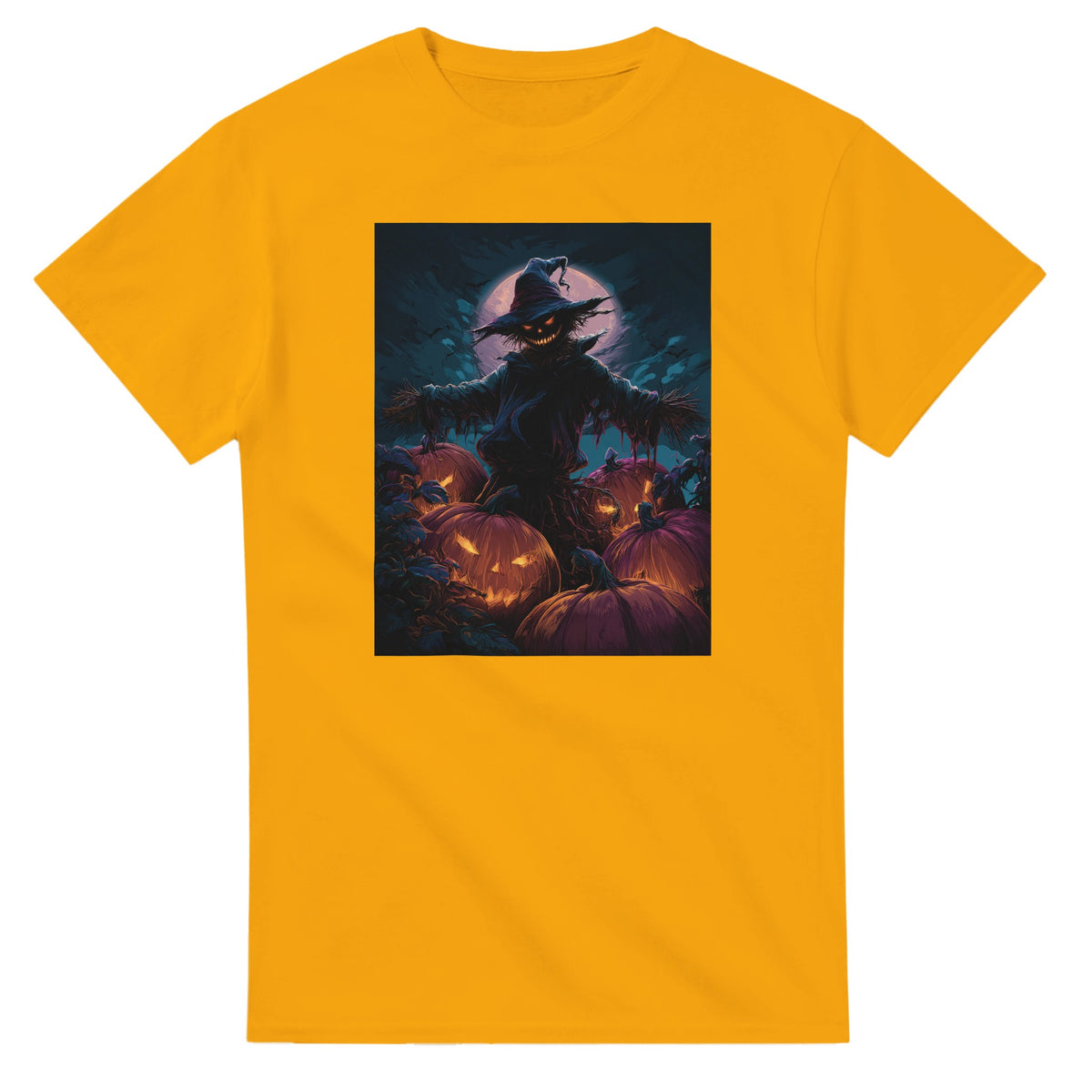 Jack-o'-Lanterns & Full Moon on a Heavyweight T-shirt