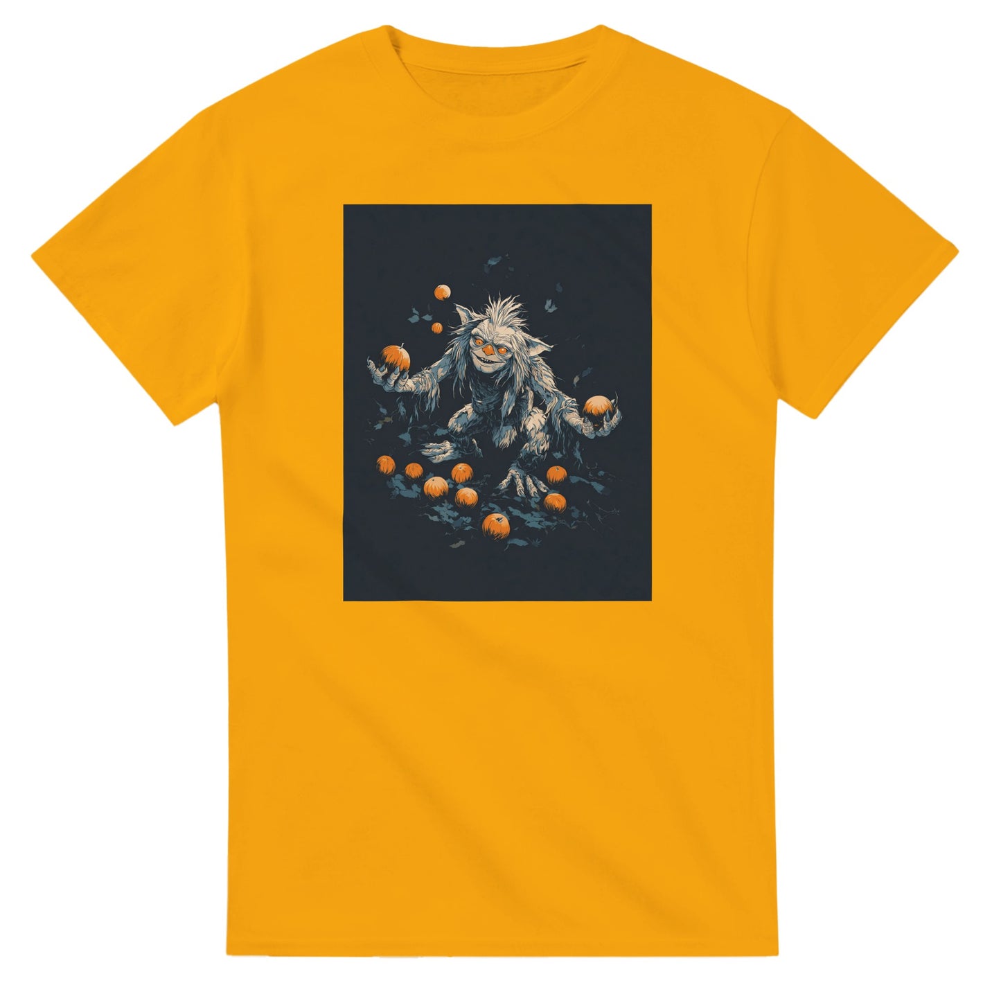 Mischievous Pumpkin Goblin on a Heavyweight T-shirt