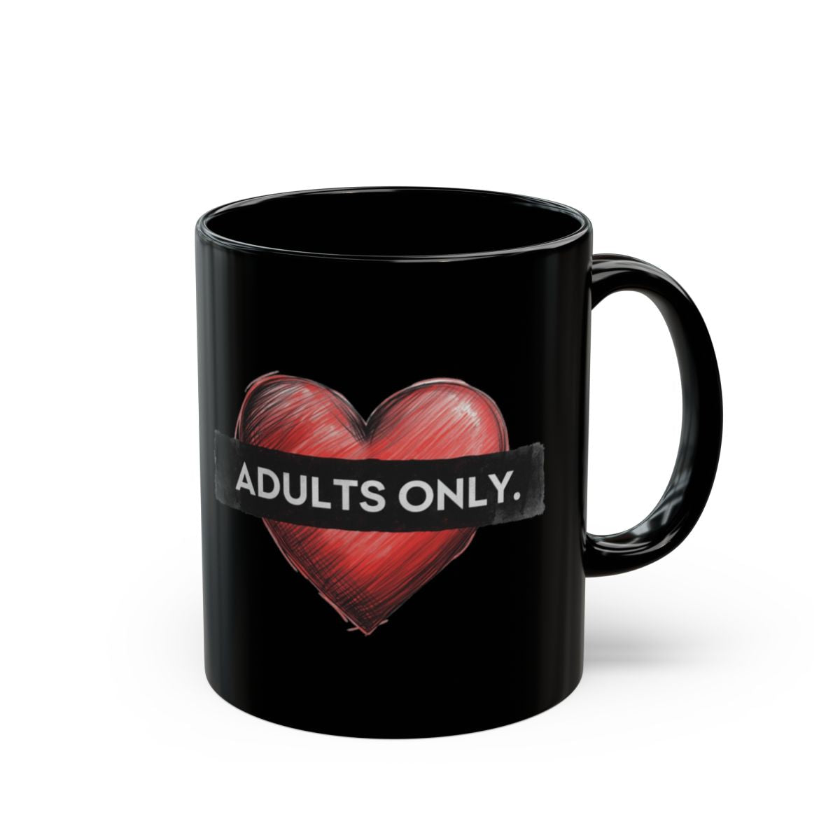 Adults Only Heart Design Black Mug Valentine's Gift