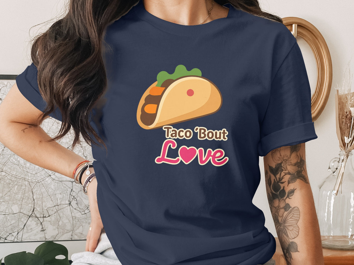 Taco 'Bout Love phrase with a Bold & Playful design on a Premium Tee