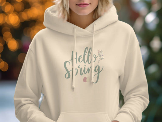 Hello Spring Hoodie Warm Stylish Seasonal Apparel