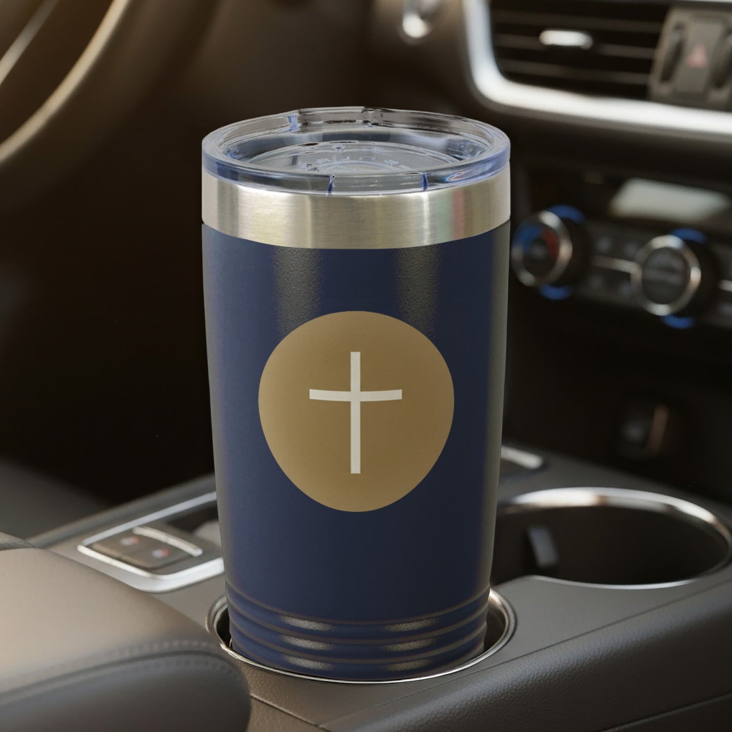 Navy Blue Travel Tumbler Christian Cross product type