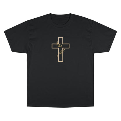 Black Christian Cross Olive Branch Image t-shirt