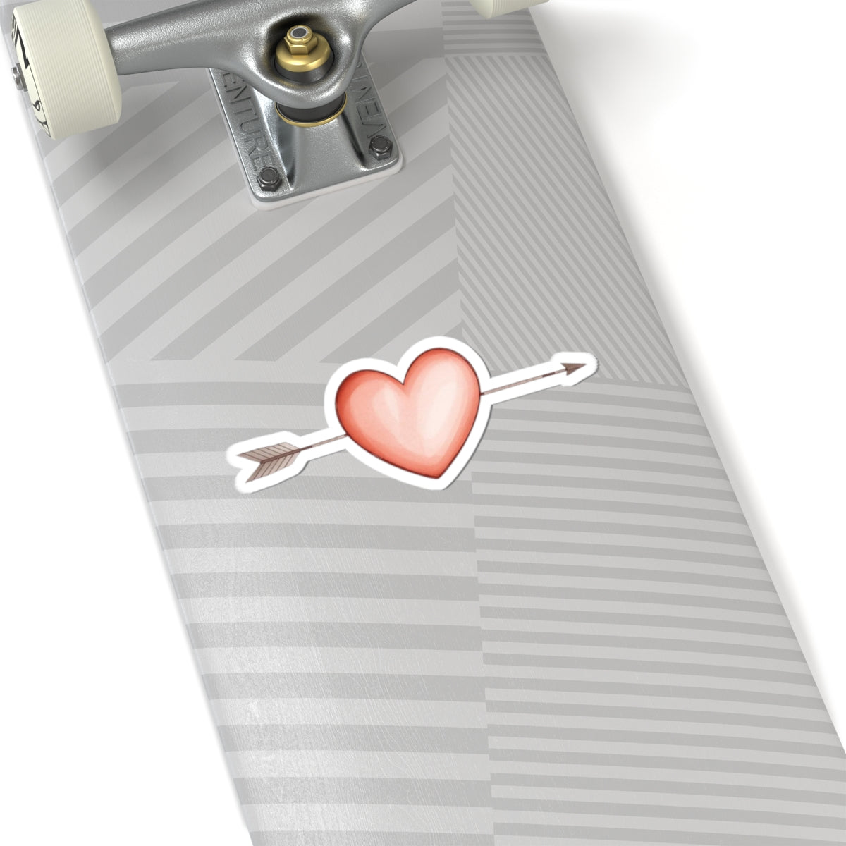 Heart with Arrow Design on Skateboard Deck Sticker