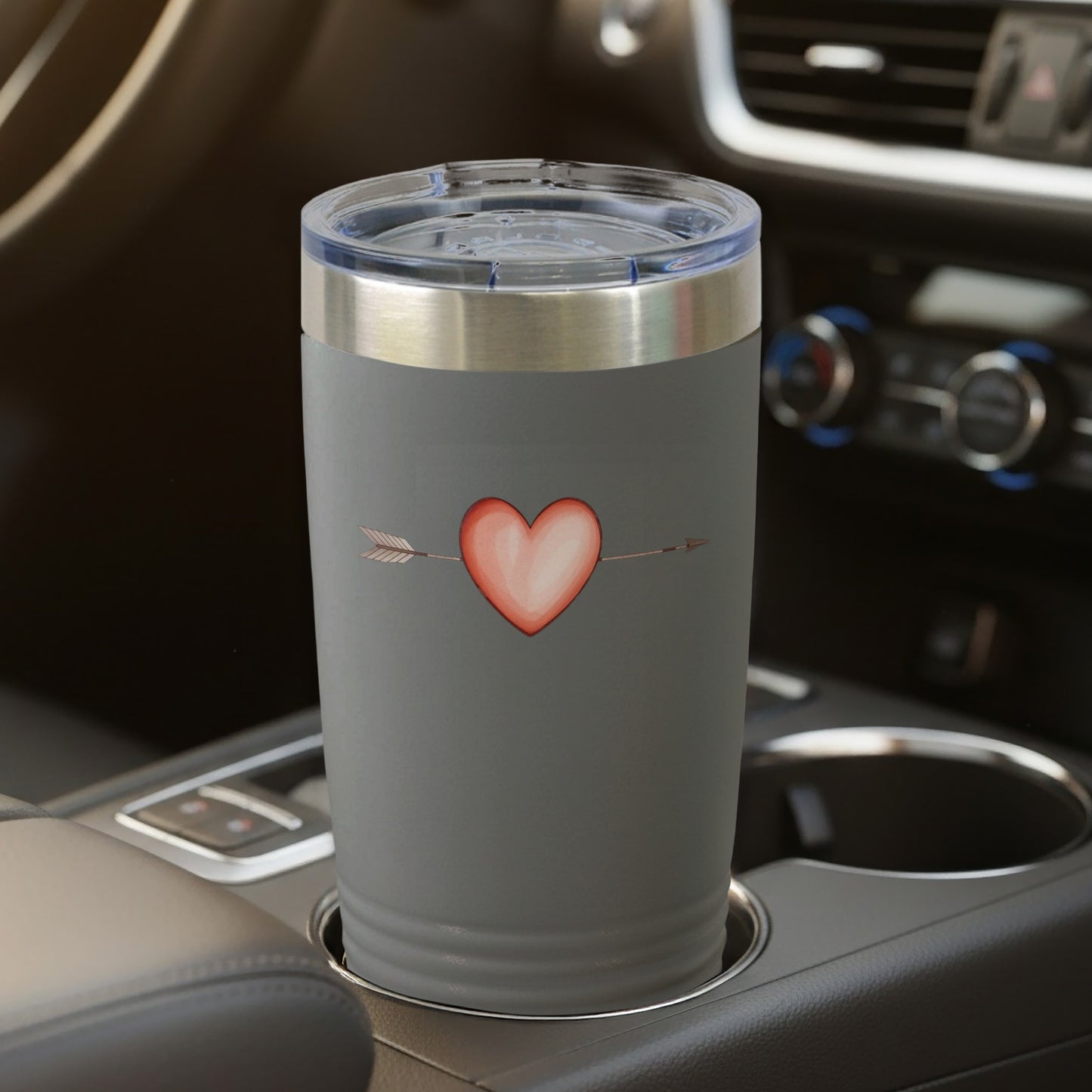 Heart and Arrow Design Travel Tumbler Cup