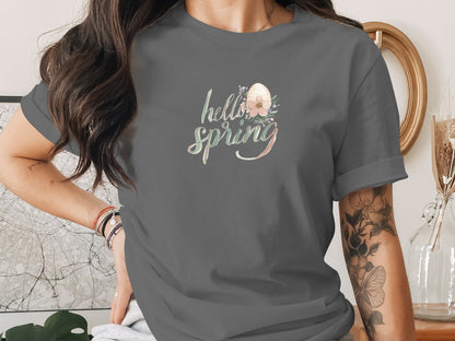 Stylish Hello Spring Graphic Tee for Women
