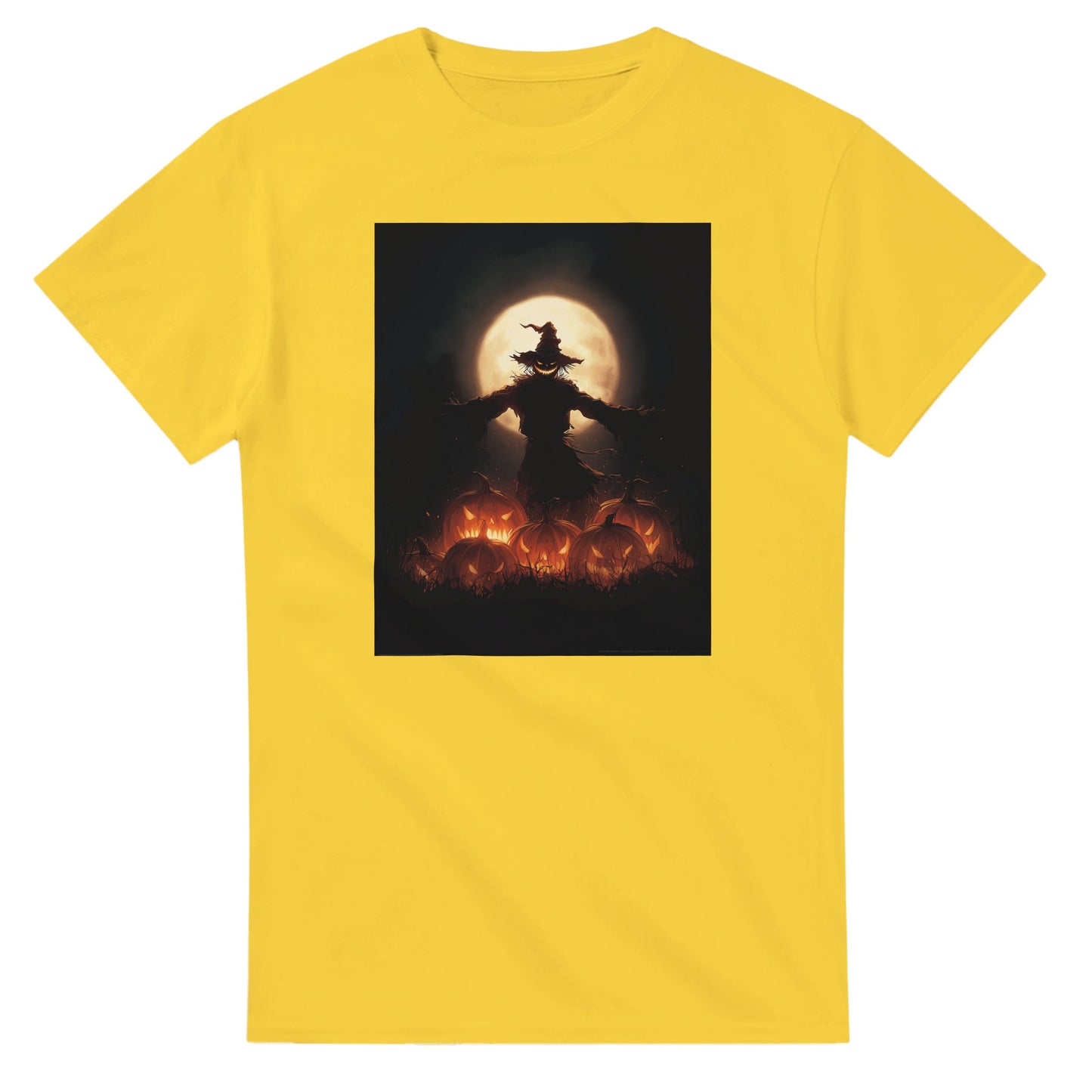 Spooky Scarecrow & Jack-O'-Lantern on a Heavyweight T-shirt