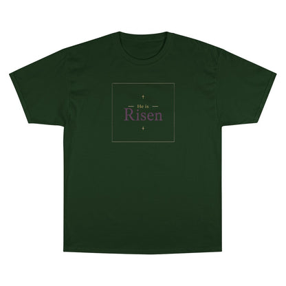 He is Risen Cross Boxed Design Dark Green T-Shirt product type