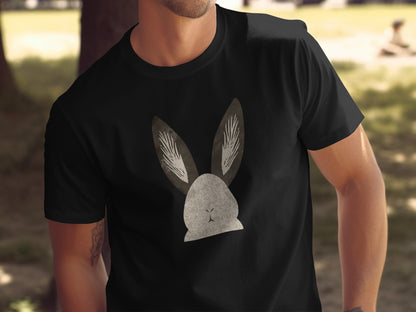 Black Shirt Cute Bunny Head Ears Graphic Print product type