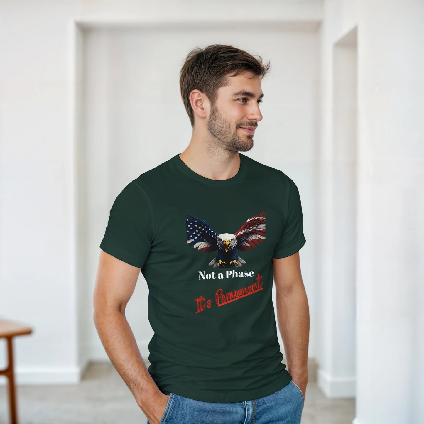 Not A Phase It's Permanent Patriotic Eagle on a Heavyweight T-shirt