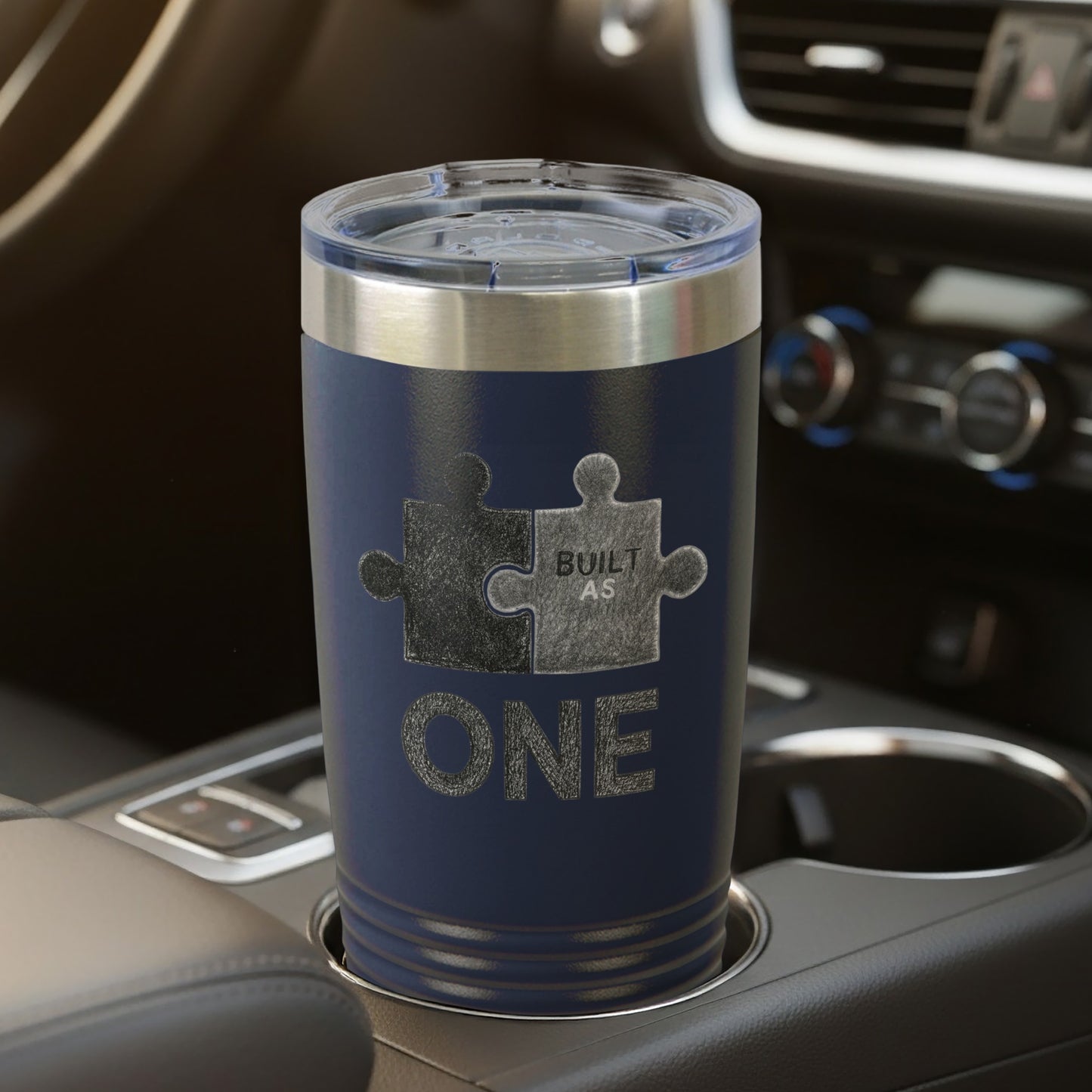 Built as One Puzzle Piece Design Tumbler Cup