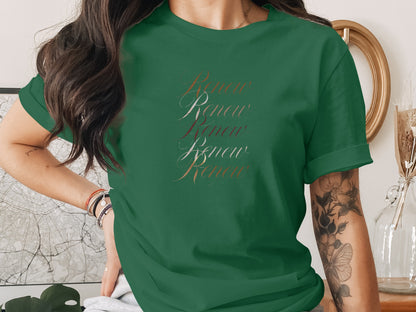 Renew Script Text Dark Green T-Shirt product type
Renew
Green
TShirt
GraphicTee
ScriptFont
Inspiration
PositiveVibes
WomensTee
CasualTop
EmeraldGreen
ForestGreen
GradientText
TextDesign
QuoteShirt
ModernCalligraphy
FashionApparel
UniqueDesign
ComfortableShirt
EverydayStyle
GiftIdea