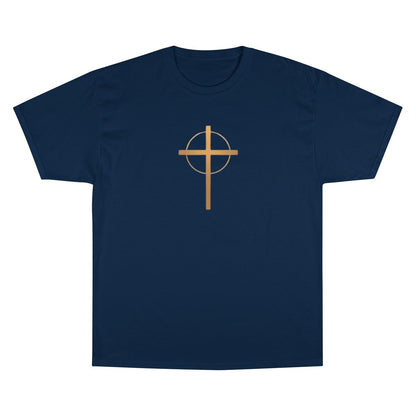 Navy golden cross circle religious design product type