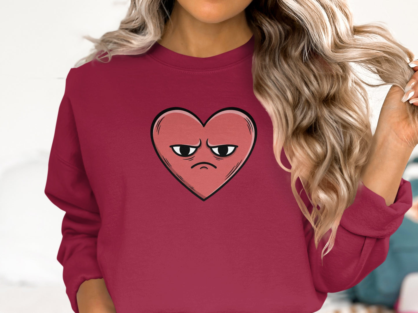 Grumpy Heart Graphic Print Long Sleeve Top