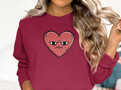 Grumpy Heart Graphic Print Long Sleeve Top