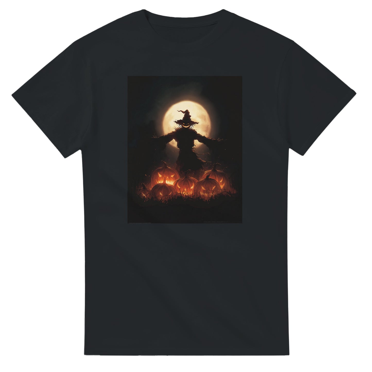 Spooky Scarecrow & Jack-O'-Lantern on a Heavyweight T-shirt