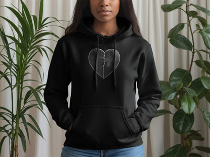 Broken Heart Design Black Hoodie Perfect Casual Wear