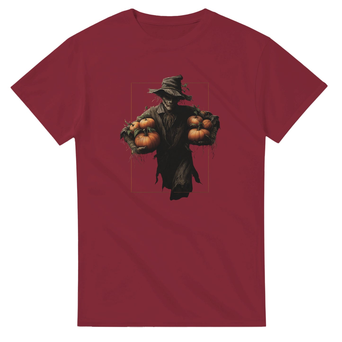 Spooky Harvest Scarecrow on a Heavyweight T-shirt