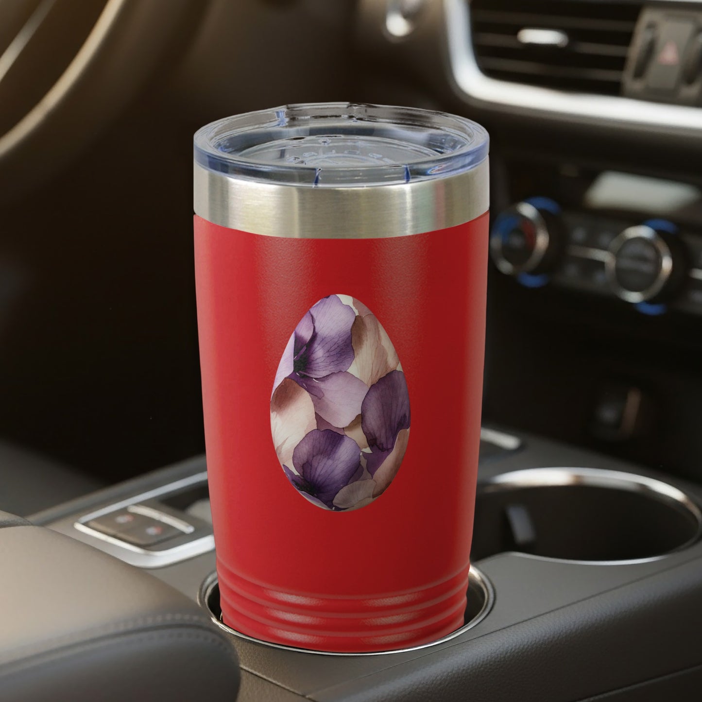 Floral Egg Design Red Tumbler for Travel Use