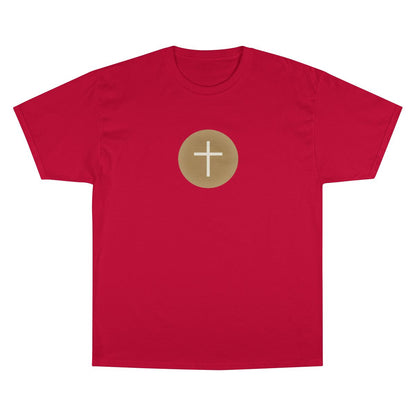 Red Shirt Gold Circle White Cross Design product type