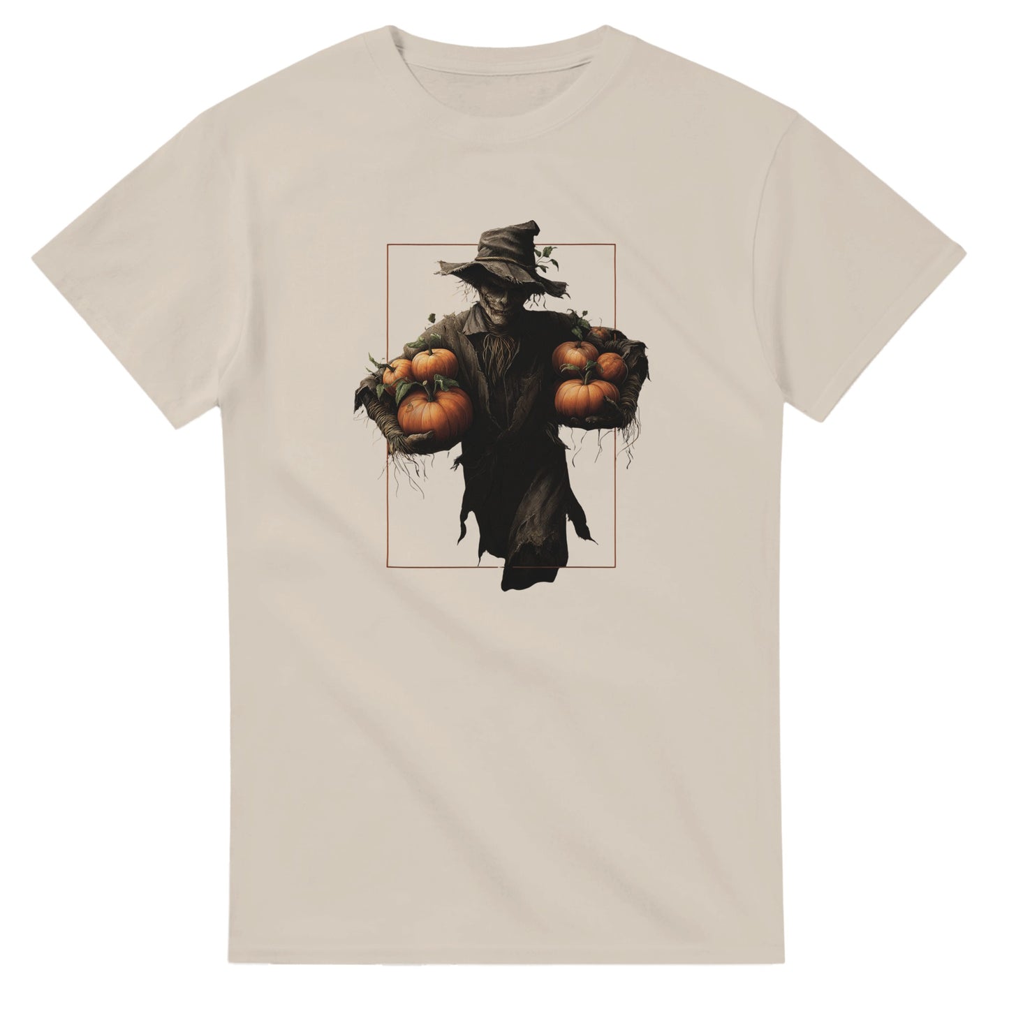Spooky Harvest Scarecrow on a Heavyweight T-shirt
