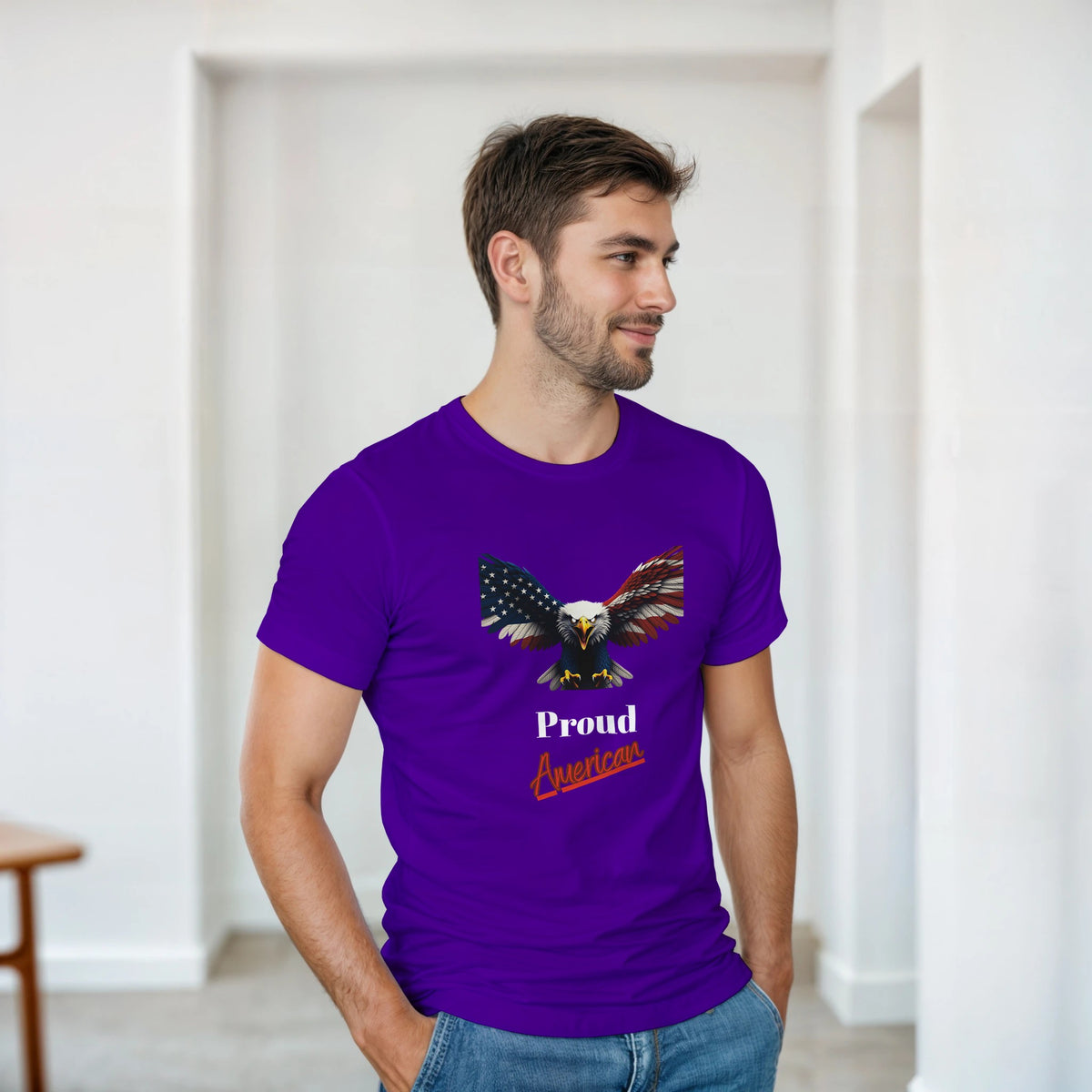 Proud American Bald Eagle Patriotic Eagle on a Heavyweight T-shirt