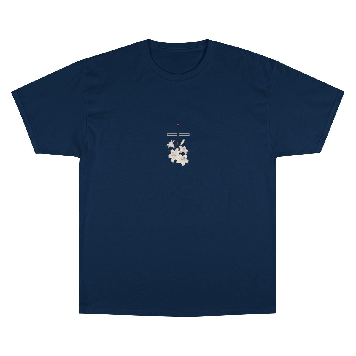 Navy Blue Christian Cross Lilies T-Shirt product type