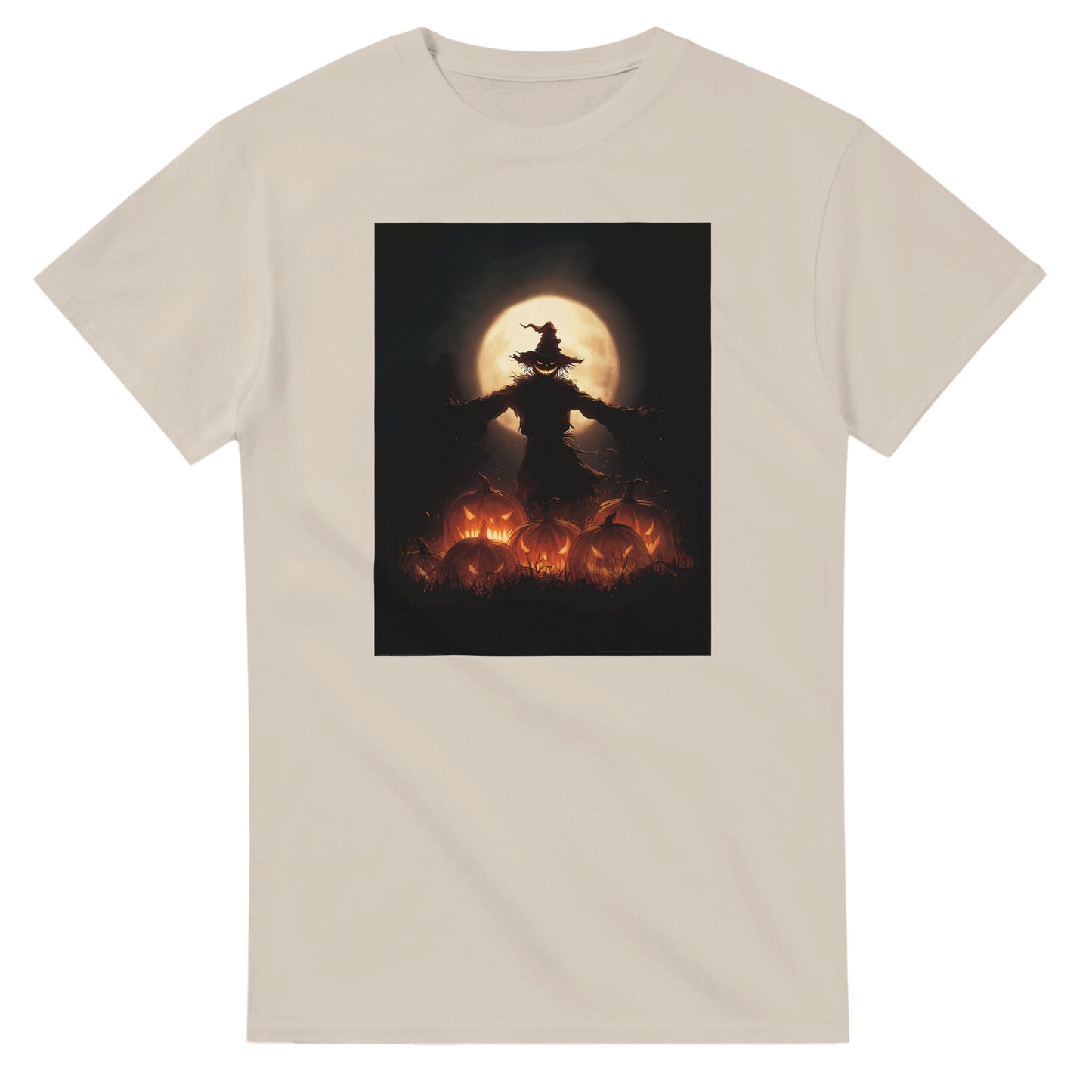 Spooky Scarecrow & Jack-O'-Lantern on a Heavyweight T-shirt